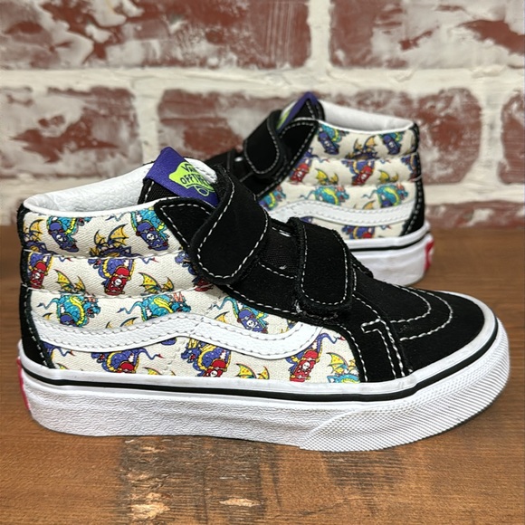 Vans Kids Dragon Print Strap Shoes Sz 10.5 - Picture 2 of 13